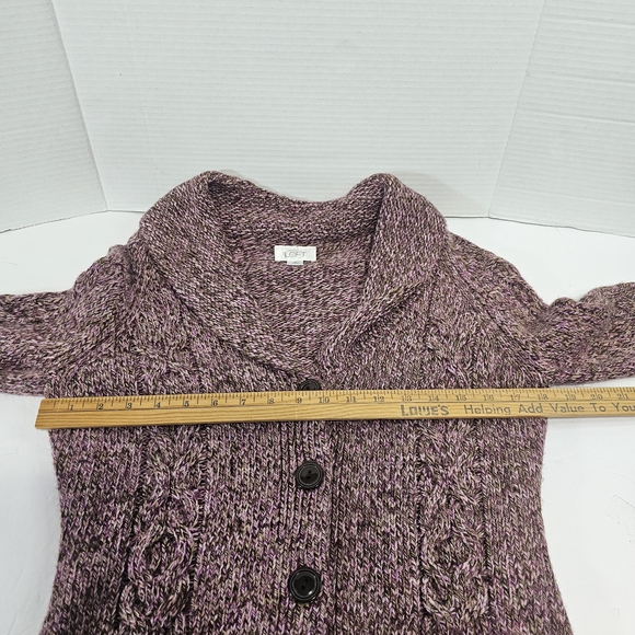 Ann Taylor Marled Purple Button-Up Cardigan - Picture 13 of 16